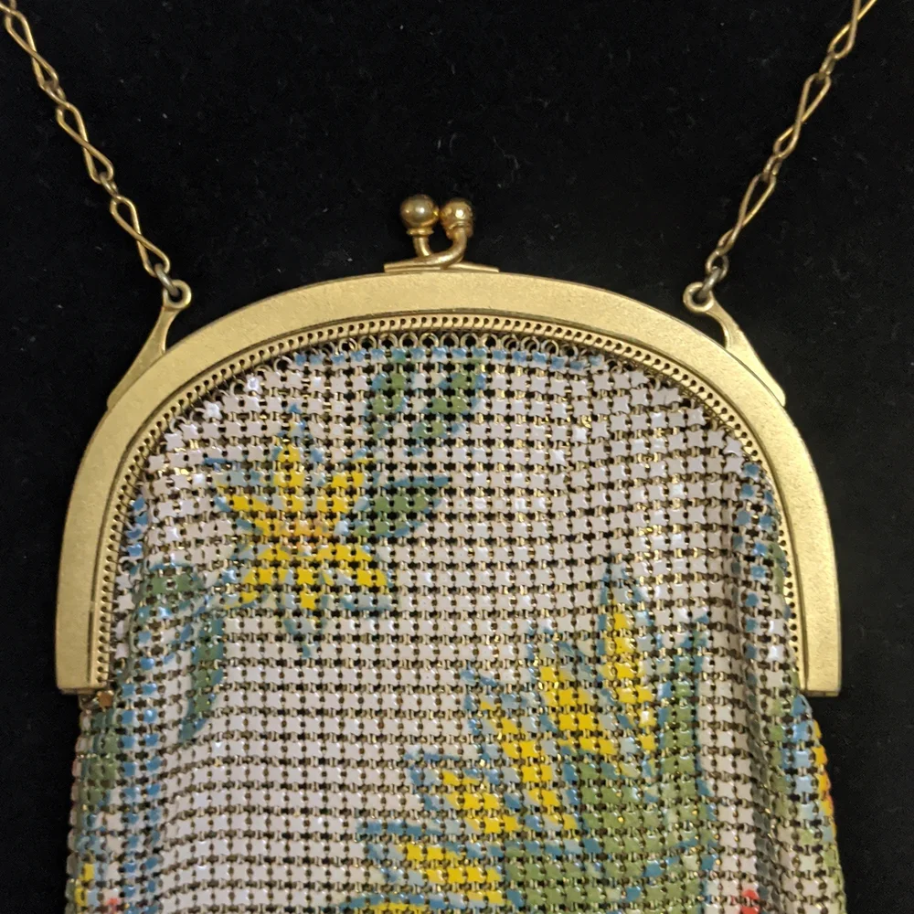 Vintage Whiting and Davis Enameled Mesh Purse 1920s - Picture 3 of 6